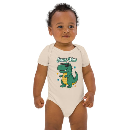 Masin Organic cotton baby bodysuit (3 - 18 Months) - Jesus Wins by MASIN Fashion – Faith - based Wear