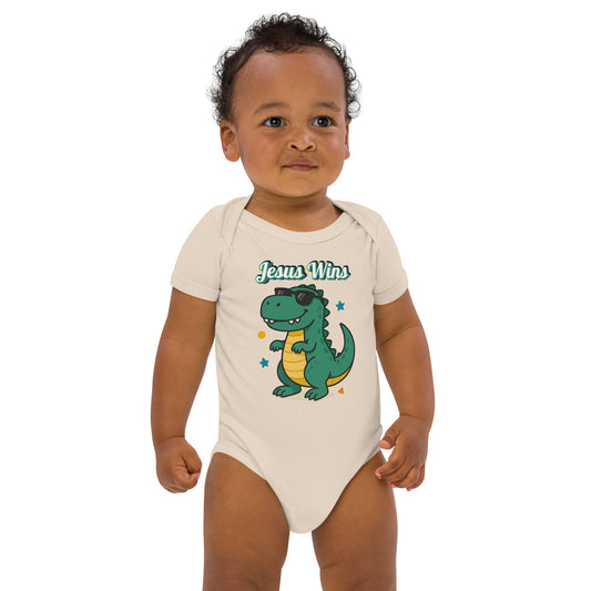 Masin Organic cotton baby bodysuit (3 - 18 Months) - Jesus Wins by MASIN Fashion – Faith - based Wear
