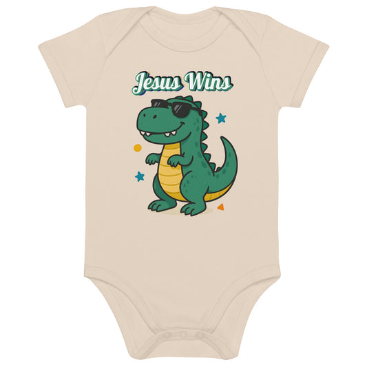 Masin Organic cotton baby bodysuit (3 - 18 Months) - Jesus Wins by MASIN Fashion – Faith - based Wear