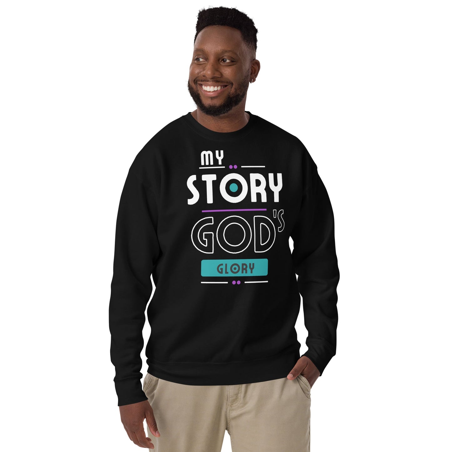 My Story; God's Glory - Unisex Premium Jumper by MASIN Fashion – Faith - based Wear