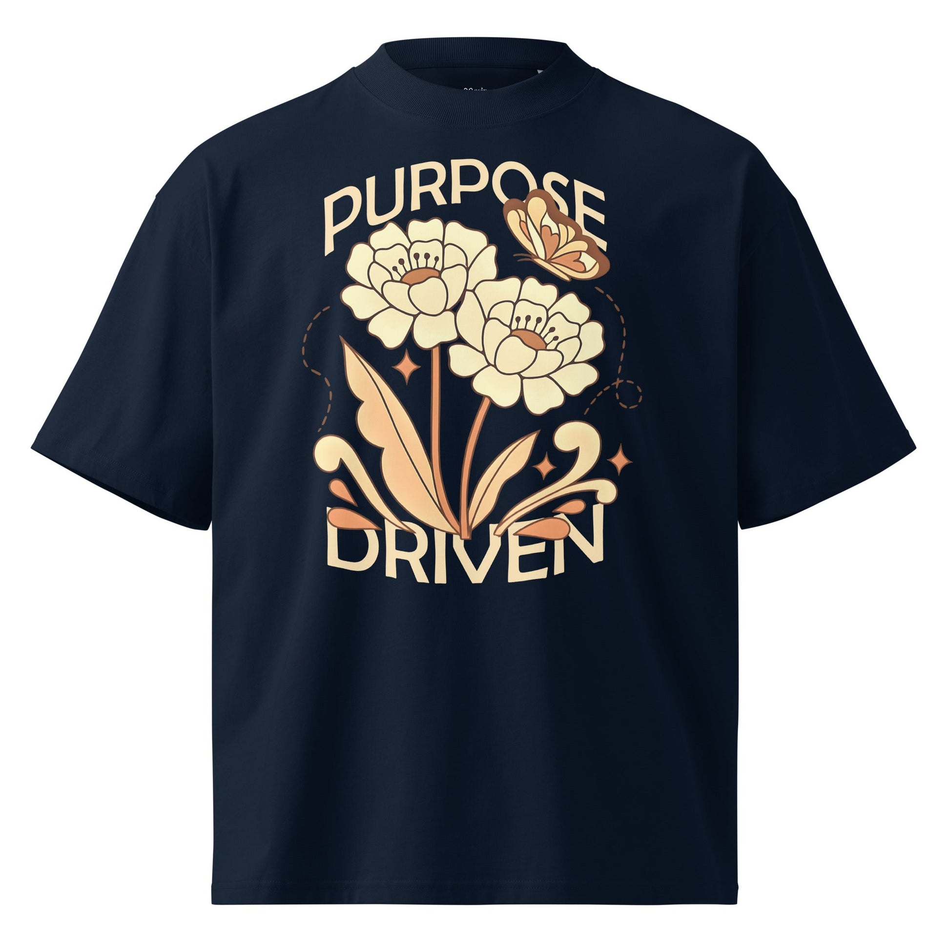 Purpose Driven Navy/Black - Unisex Luxe Oversized High Neck T-Shirt by MASIN Fashion – Faith - based Wear
