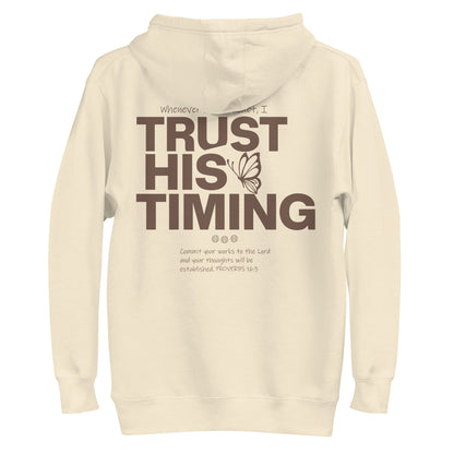 Trust His Timing - Unisex LUXE Edition Hoodie by MASIN Fashion – Faith - based Wear