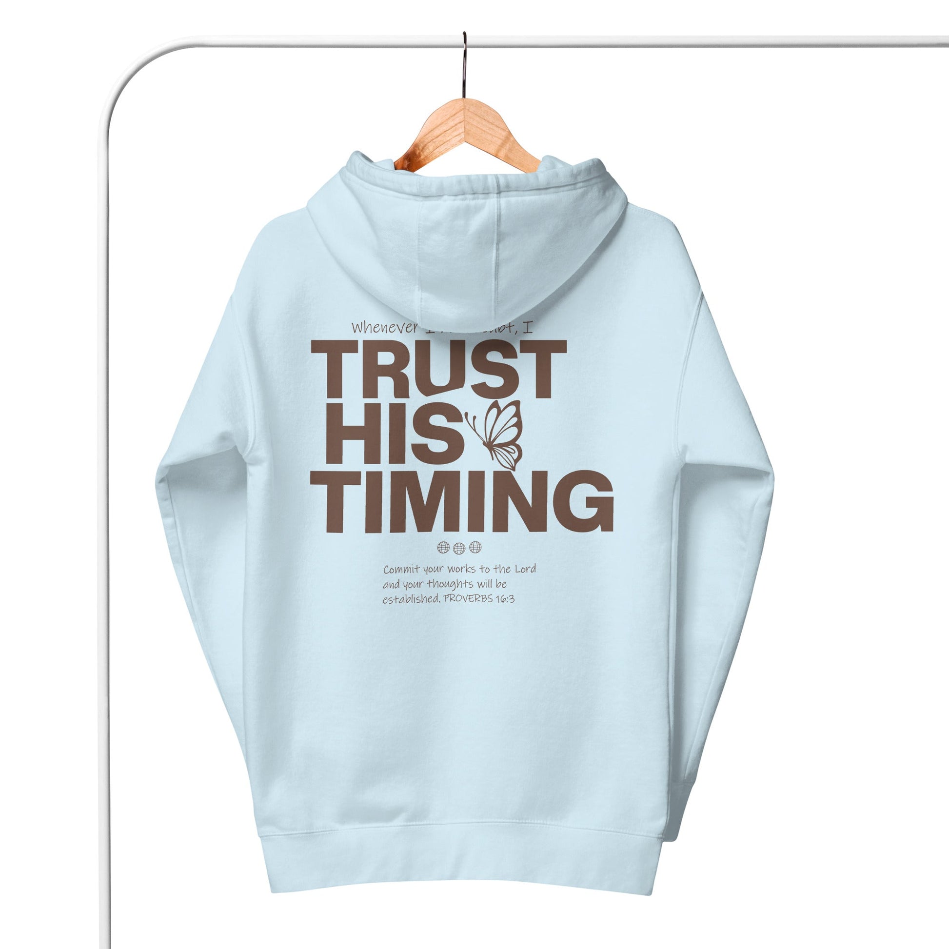 Trust His Timing - Unisex LUXE Edition Hoodie by MASIN Fashion – Faith - based Wear