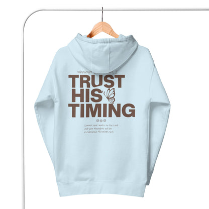 Trust His Timing - Unisex LUXE Edition Hoodie by MASIN Fashion – Faith - based Wear