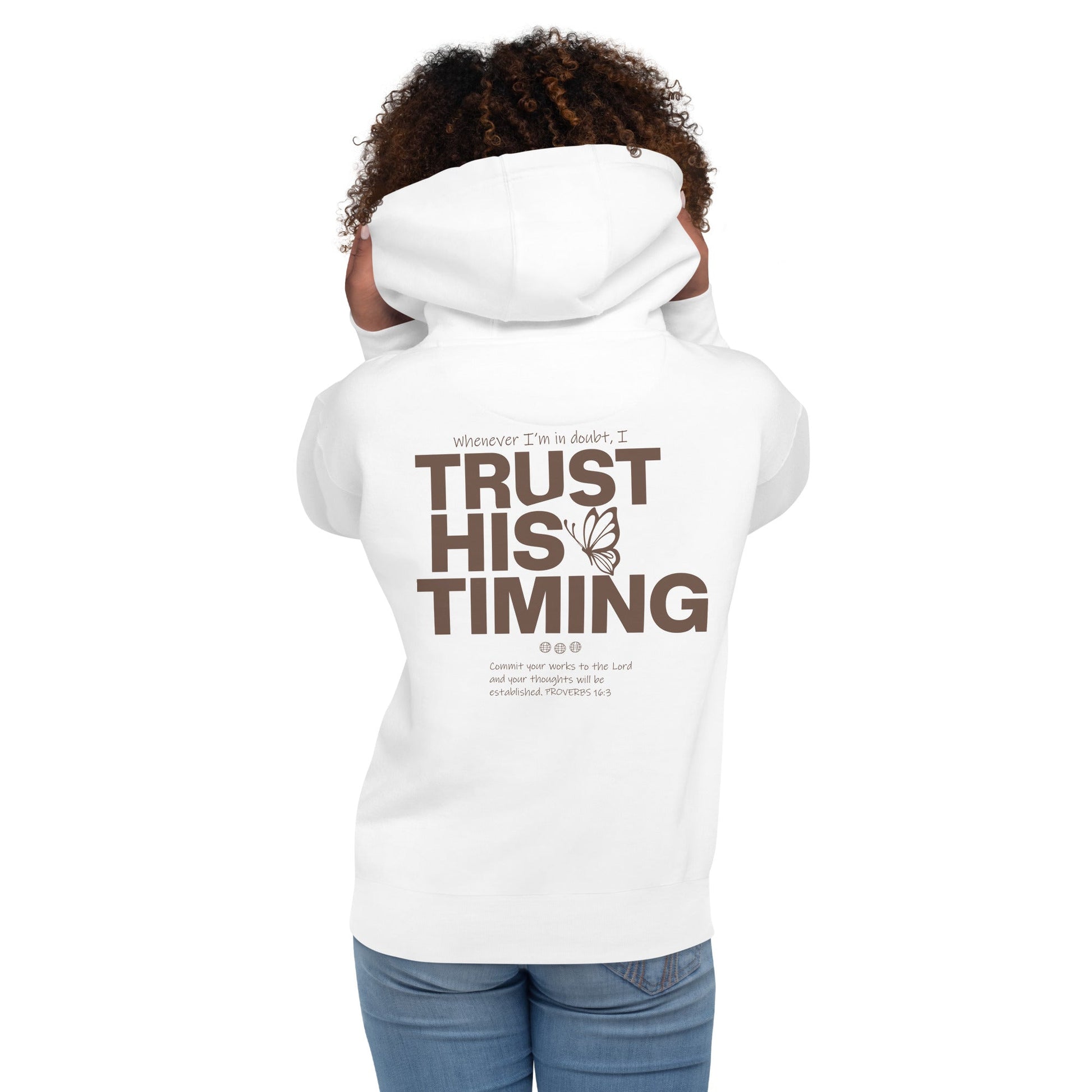 Trust His Timing - Unisex LUXE Edition Hoodie by MASIN Fashion – Faith - based Wear
