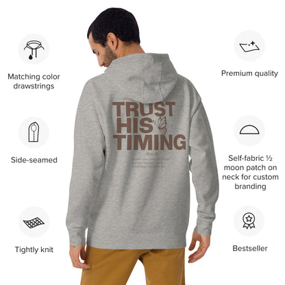 Trust His Timing - Unisex LUXE Edition Hoodie by MASIN Fashion – Faith - based Wear
