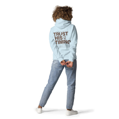 Trust His Timing - Unisex LUXE Edition Hoodie by MASIN Fashion – Faith - based Wear
