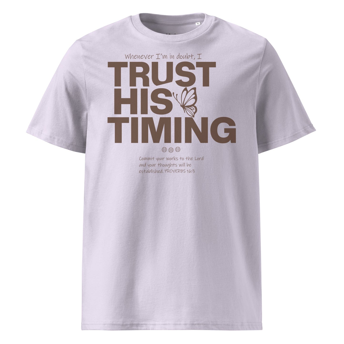 Trust His timing - Unisex premium Organic Cotton T-Shirt by MASIN Fashion – Faith - based Wear