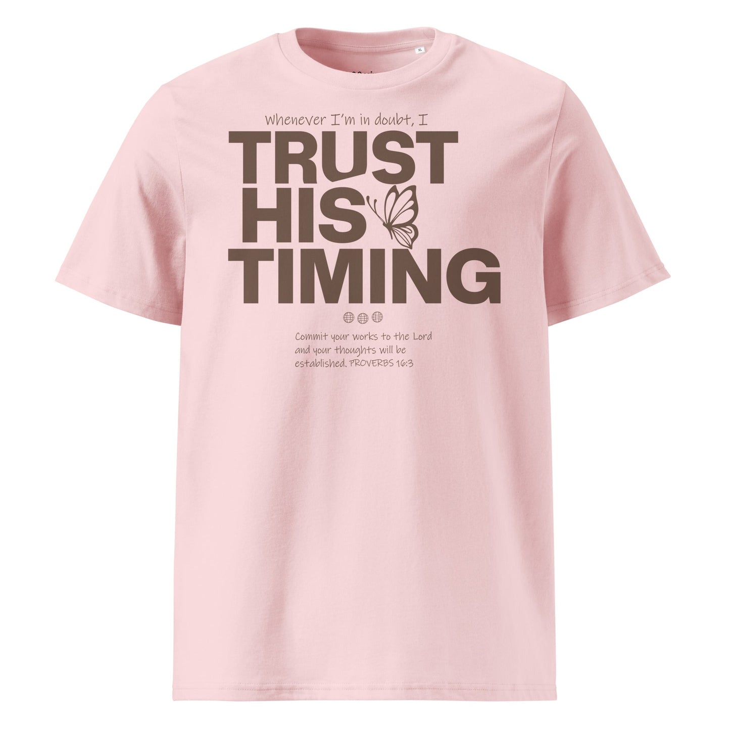 Trust His timing - Unisex premium Organic Cotton T-Shirt by MASIN Fashion – Faith - based Wear