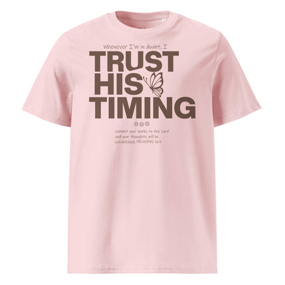 Trust His timing - Unisex premium Organic Cotton T-Shirt by MASIN Fashion – Faith - based Wear