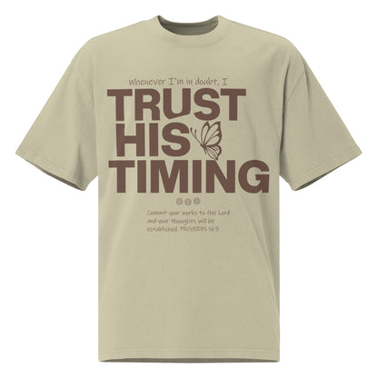 Trust His timing - Unisex Vintage Oversized T-Shirt by MASIN Fashion – Faith - based Wear