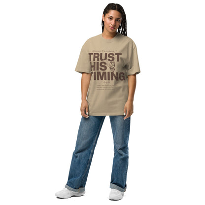 Trust His timing - Unisex Vintage Oversized T-Shirt by MASIN Fashion – Faith - based Wear