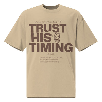 Trust His timing - Unisex Vintage Oversized T-Shirt by MASIN Fashion – Faith - based Wear