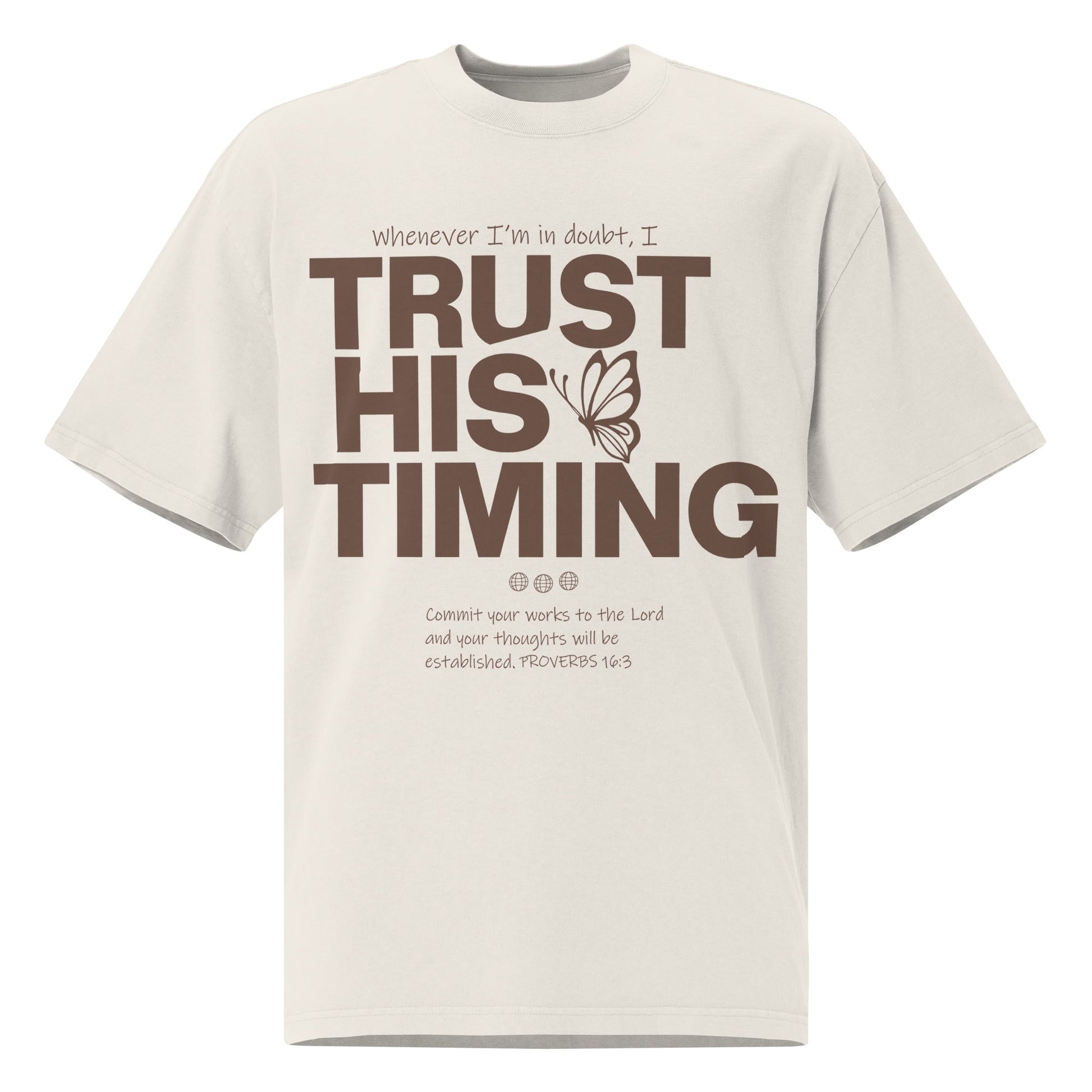 Trust His timing - Unisex Vintage Oversized T-Shirt by MASIN Fashion – Faith - based Wear